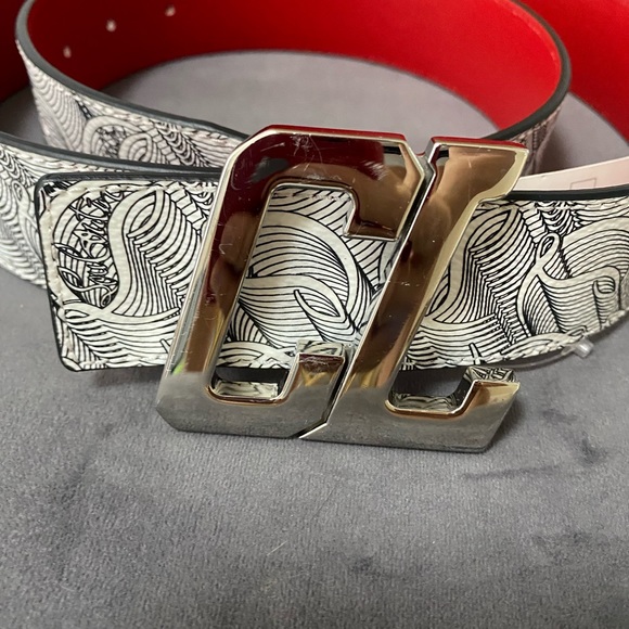 New Christian Louboutin Men's Monogram Happy Rui CL Logo Belt. SZ 90 $520 - Picture 2 of 7